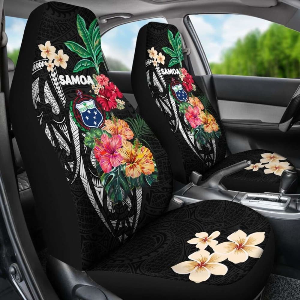 Samoa Car Seat Covers Coat Of Arms Polynesian With Hibiscus