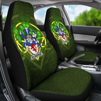 St. George \bIreland Car Seat Cover Celtic Shamrock ( Set Of Two)