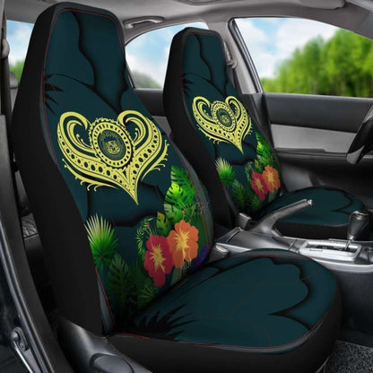 Polynesian Hawaii Car Seat Cover - Heart With Hibiscus