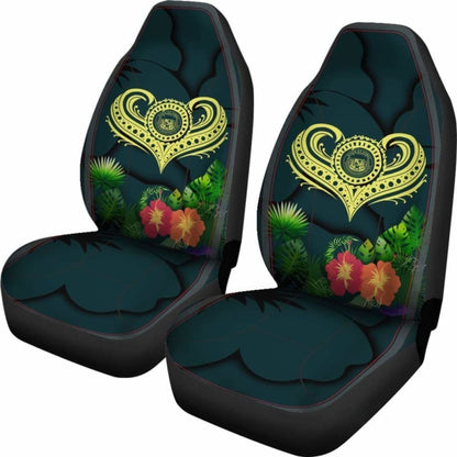 Polynesian Hawaii Car Seat Cover - Heart With Hibiscus