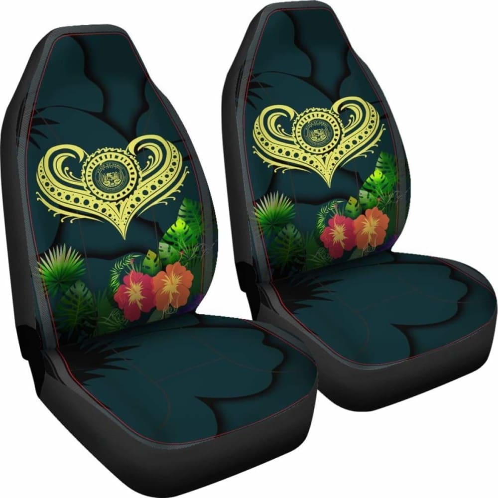 Polynesian Hawaii Car Seat Cover - Heart With Hibiscus