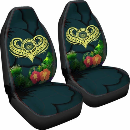 Polynesian Hawaii Car Seat Cover - Heart With Hibiscus