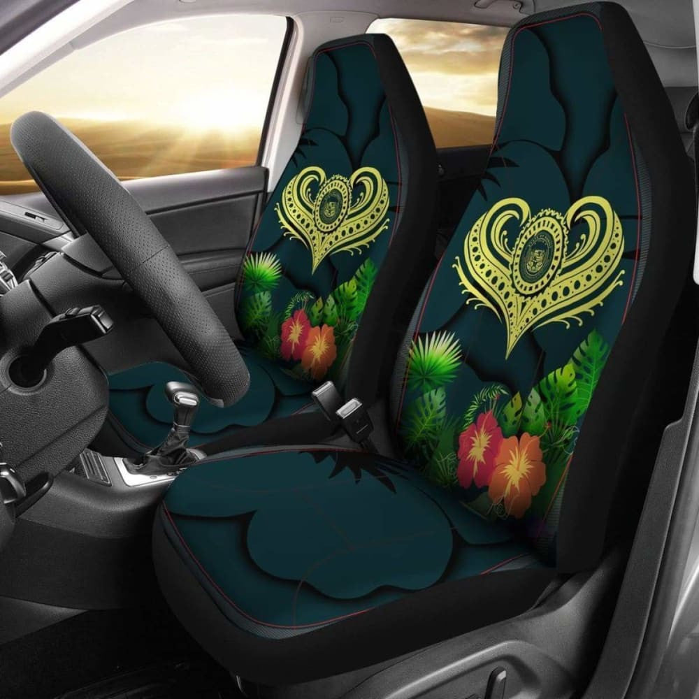 Polynesian Hawaii Car Seat Cover - Heart With Hibiscus