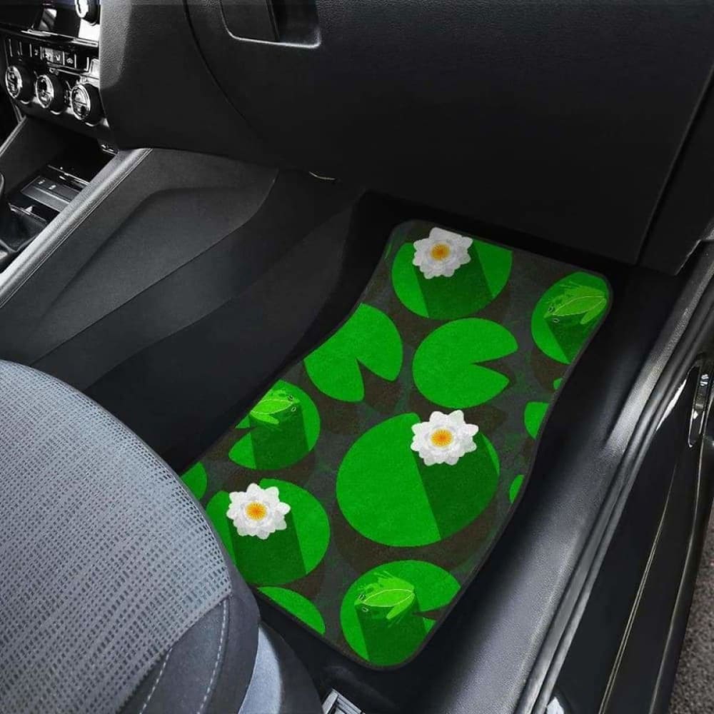 Frog Waterlily Pattern Front And Back Car Mats