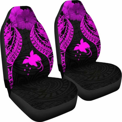 Papua New Guinea Polynesian Car Seat Covers Pride Seal And Hibiscus Pink -