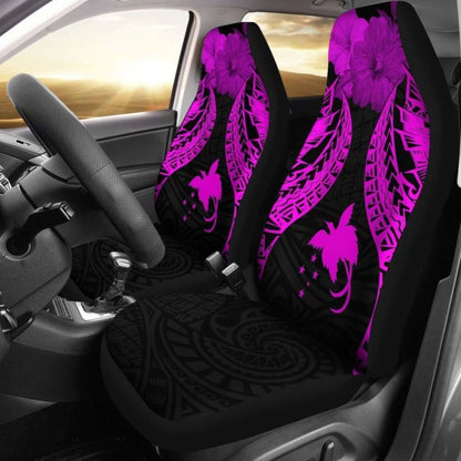 Papua New Guinea Polynesian Car Seat Covers Pride Seal And Hibiscus Pink -