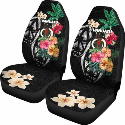 Vanuatu Car Seat Covers Coat Of Arms Polynesian With Hibiscus