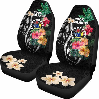 Cook Islands Car Seat Covers Coat Of Arms Polynesian With Hibiscus