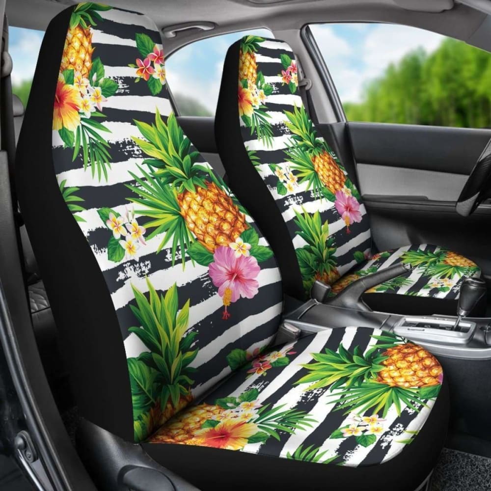 Pineapple And Hibiscus Symbol Car Seat Covers -