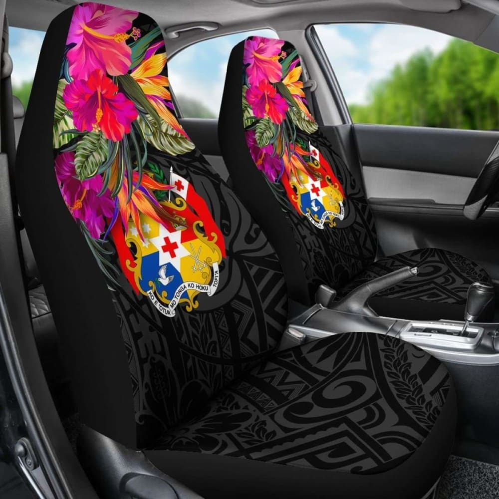 Tonga Car Seat Covers - Polynesian Hibiscus Pattern -