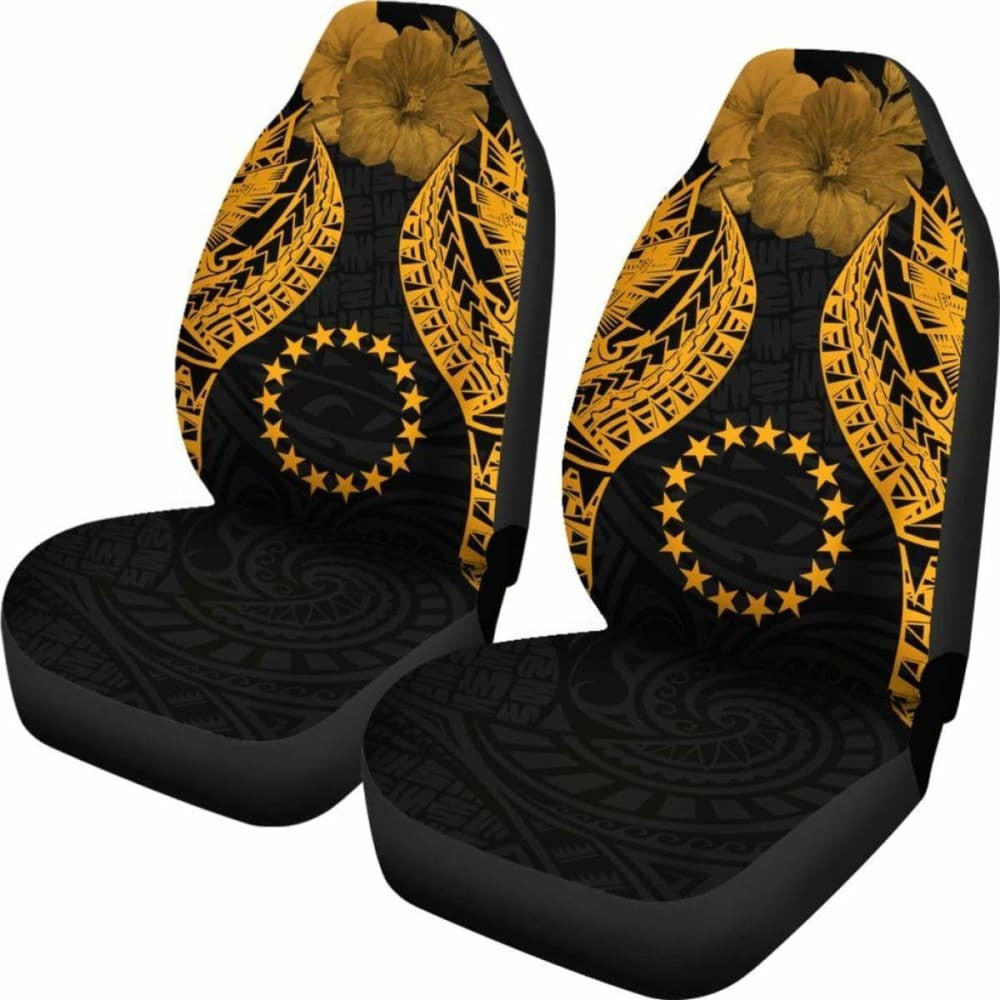 Cook Islands Polynesian Car Seat Covers Pride Seal And Hibiscus Gold -