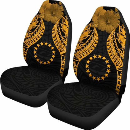 Cook Islands Polynesian Car Seat Covers Pride Seal And Hibiscus Gold -