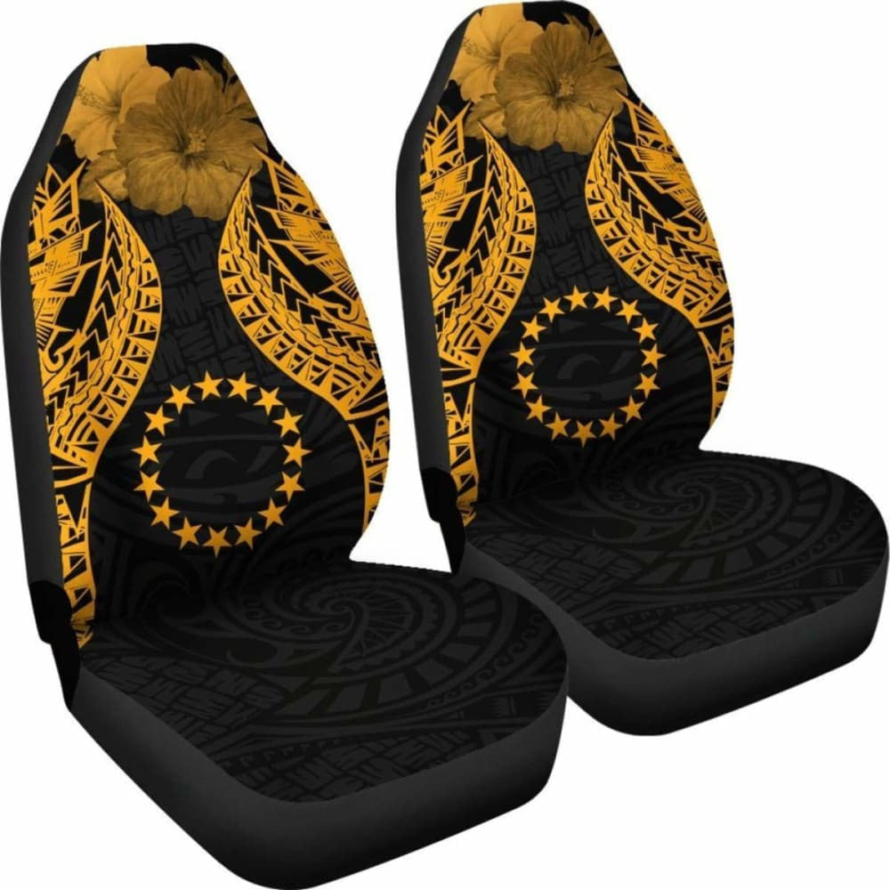 Cook Islands Polynesian Car Seat Covers Pride Seal And Hibiscus Gold -