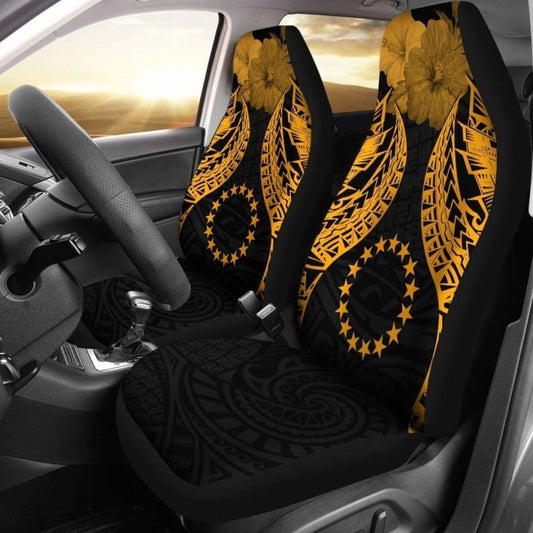 Cook Islands Polynesian Car Seat Covers Pride Seal And Hibiscus Gold -
