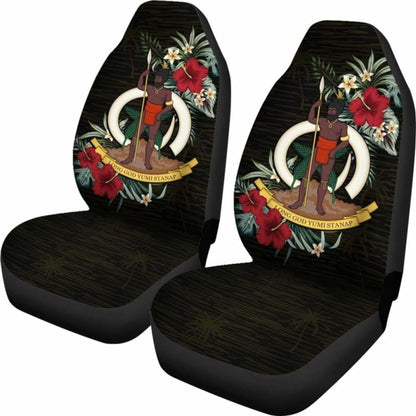 Vanuatu Car Seat Covers - Vanuatu Coat Of Arms Hibiscus -