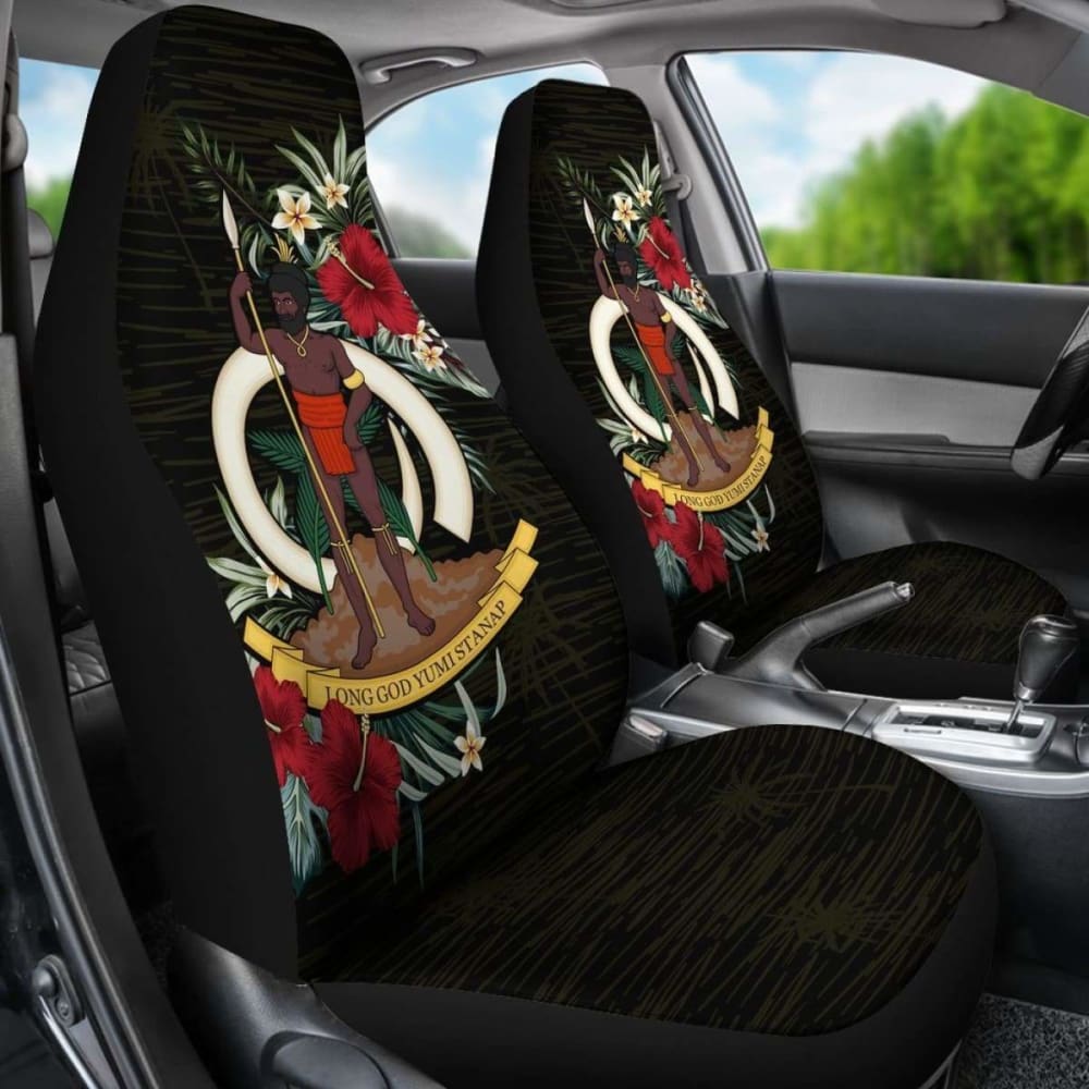 Vanuatu Car Seat Covers - Vanuatu Coat Of Arms Hibiscus -