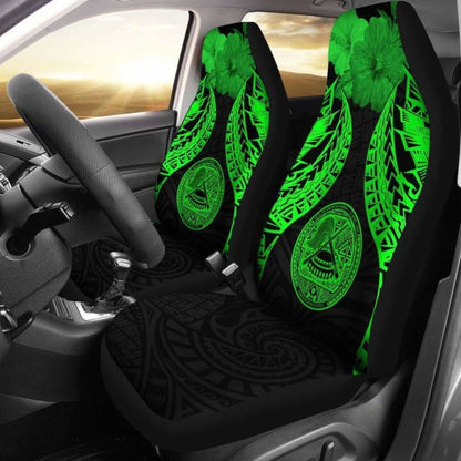 American Samoa Polynesian Car Seat Covers Pride Seal And Hibiscus Green -
