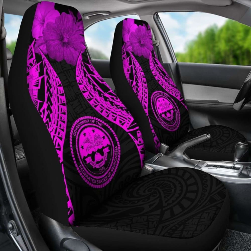 Federated States Of Micronesia Polynesian Car Seat Covers Pride Seal And Hibiscus Pink -