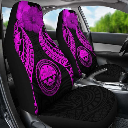 Federated States Of Micronesia Polynesian Car Seat Covers Pride Seal And Hibiscus Pink -