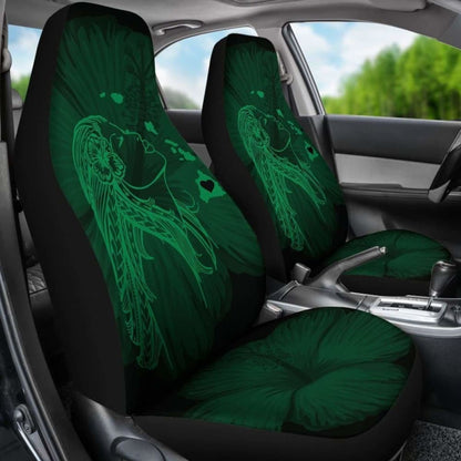 Alohawaii Car Seat Covers - Hawaii Hula Girl Hibiscus Map Green -
