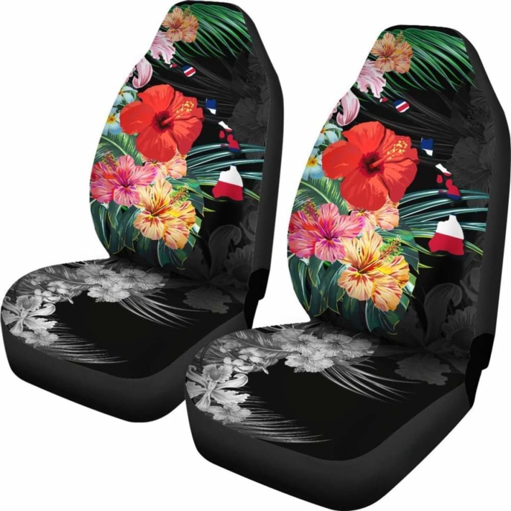 Alohawaii Car Seat Covers - Hawaii Map Hibiscus -