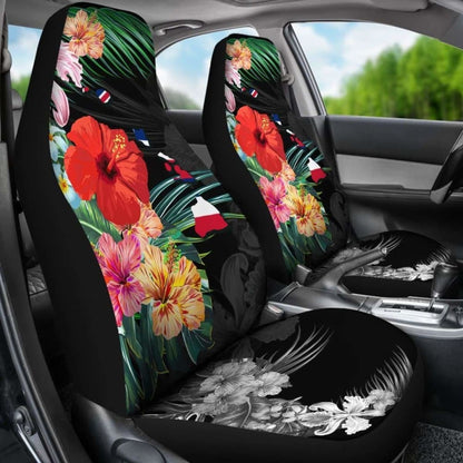 Alohawaii Car Seat Covers - Hawaii Map Hibiscus -