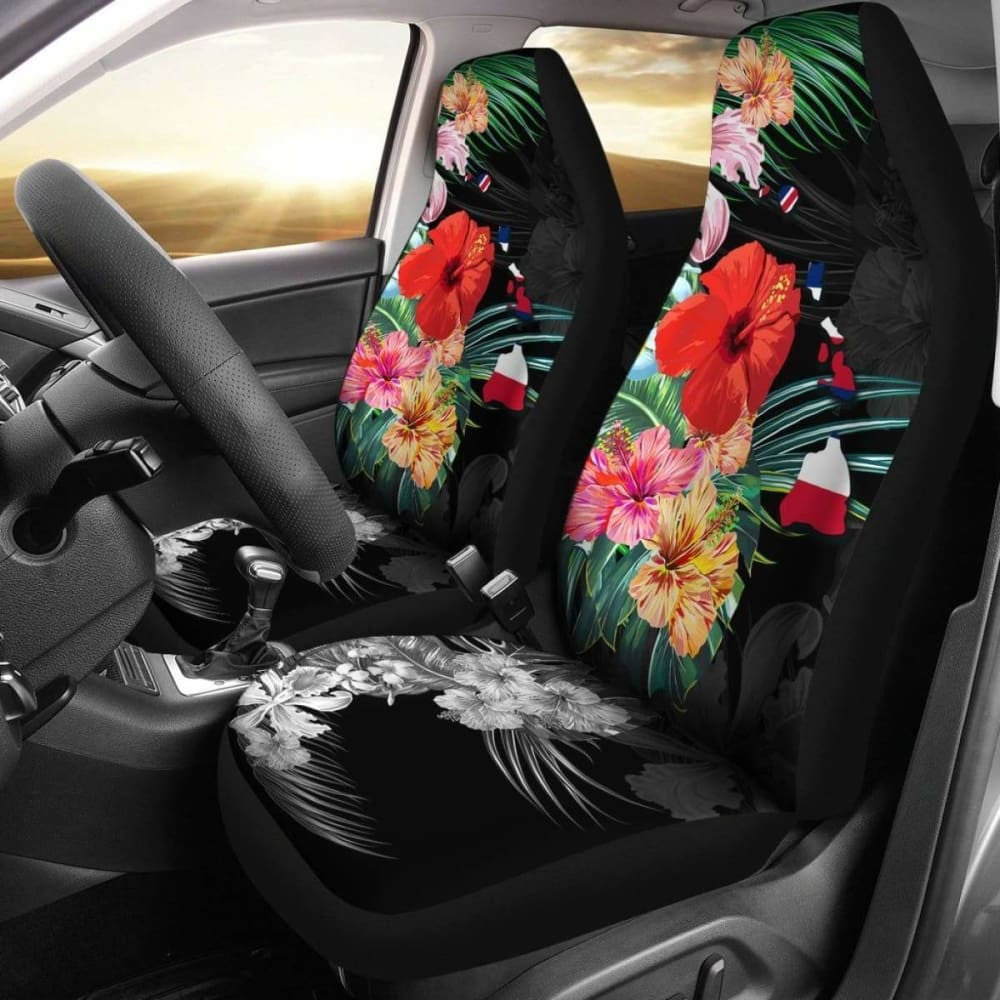 Alohawaii Car Seat Covers - Hawaii Map Hibiscus -