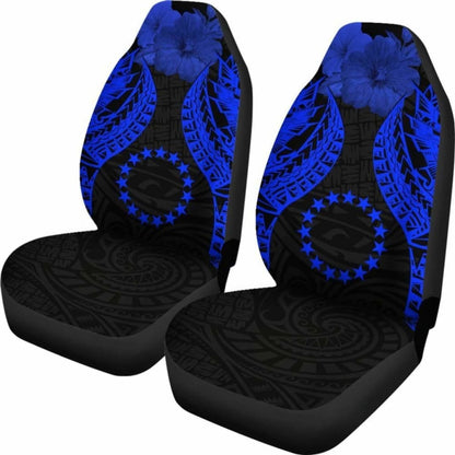Cook Islands Polynesian Car Seat Covers Pride Seal And Hibiscus Blue -