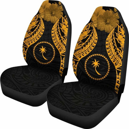 Chuuk Polynesian Car Seat Covers Pride Seal And Hibiscus Gold -