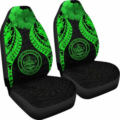 Palau Polynesian Car Seat Covers Pride Seal And Hibiscus Green -
