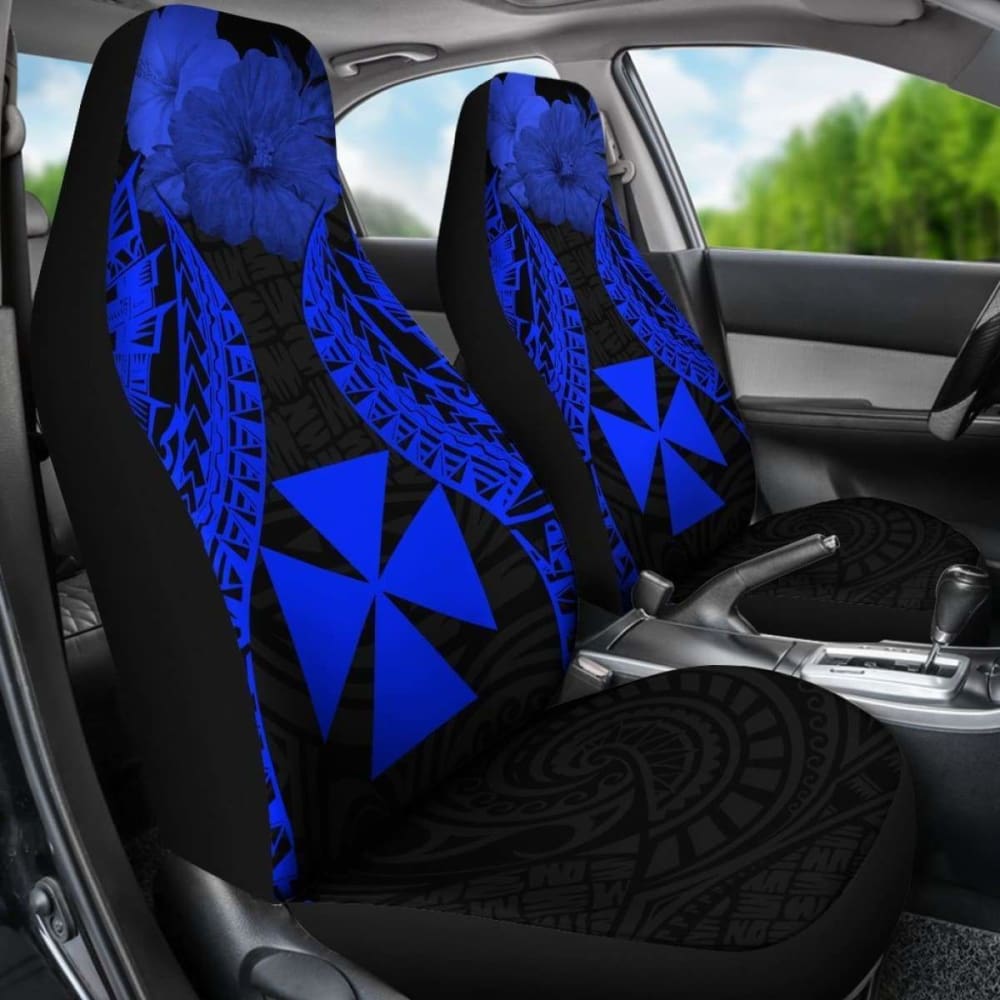 Wallis And Futuna Polynesian Car Seat Covers Pride Seal And Hibiscus Blue -