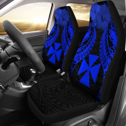 Wallis And Futuna Polynesian Car Seat Covers Pride Seal And Hibiscus Blue -