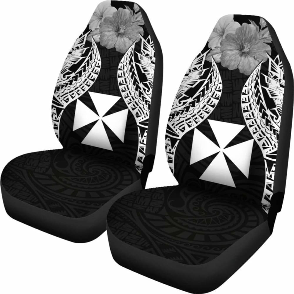 Wallis And Futuna Polynesian Car Seat Covers Pride Seal And Hibiscus Black -