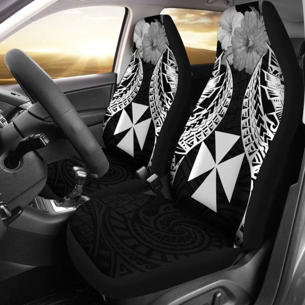 Wallis And Futuna Polynesian Car Seat Covers Pride Seal And Hibiscus Black -
