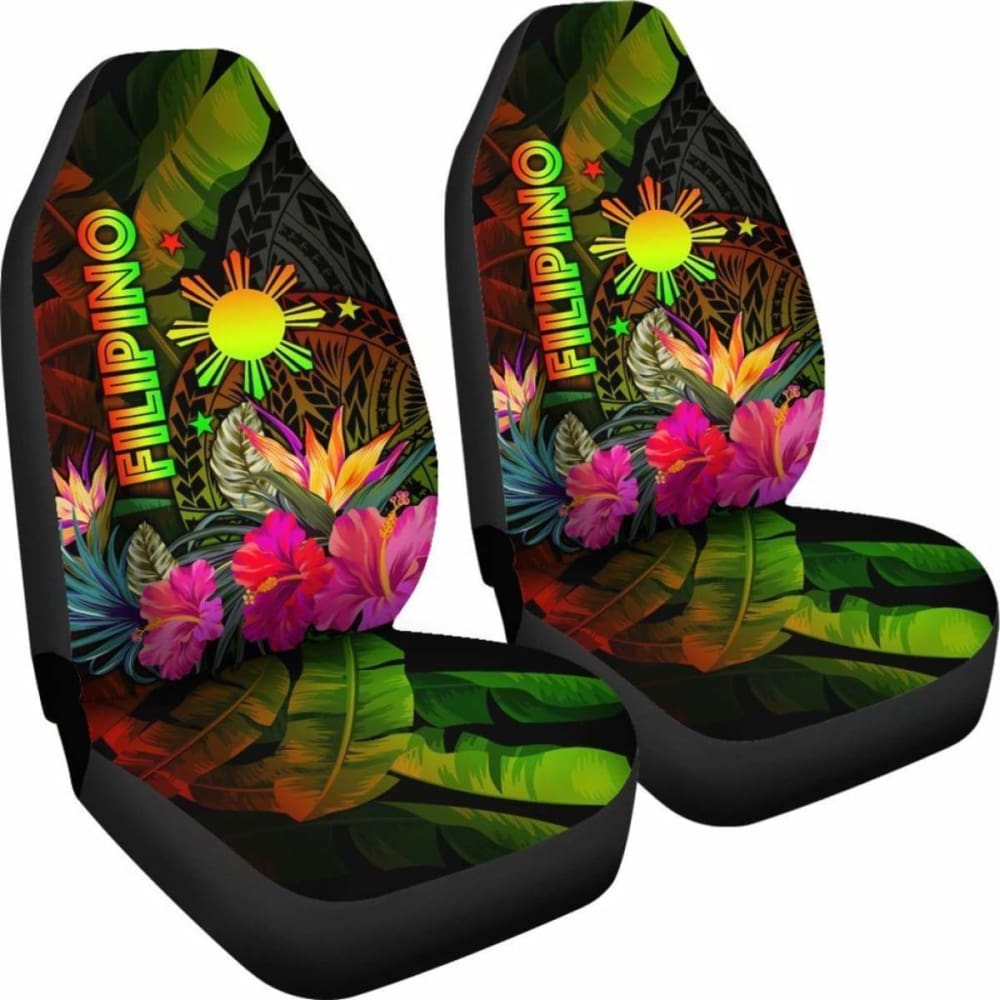 The Philippines Polynesian Car Seat Covers -  Hibiscus And Banana Leaves -