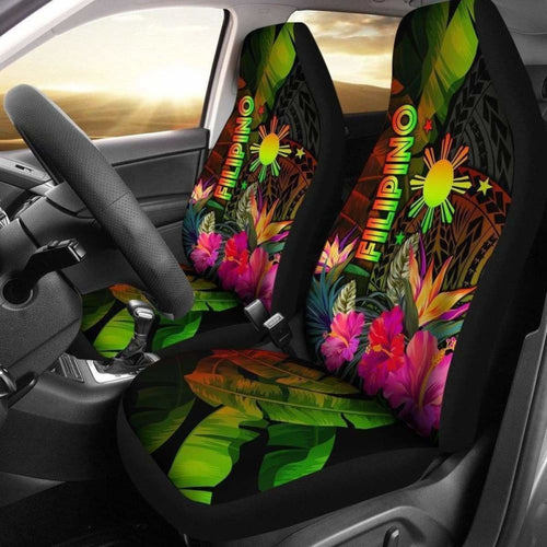 The Philippines Polynesian Car Seat Covers -  Hibiscus And Banana Leaves -