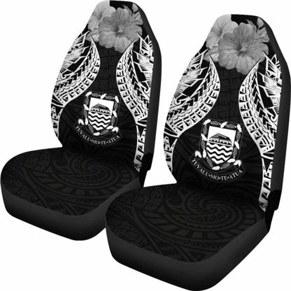 Tuvalu Polynesian Car Seat Covers Pride Seal And Hibiscus Black -
