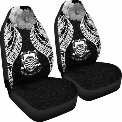 Tuvalu Polynesian Car Seat Covers Pride Seal And Hibiscus Black -