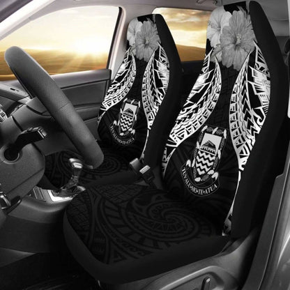 Tuvalu Polynesian Car Seat Covers Pride Seal And Hibiscus Black -