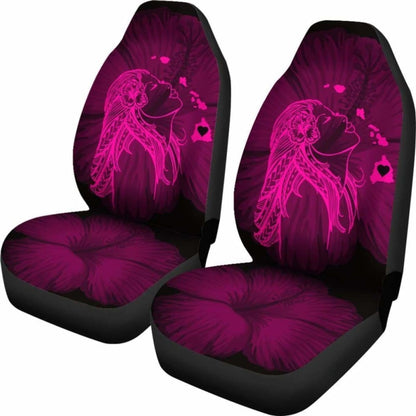 Alohawaii Car Seat Covers - Hawaii Hula Girl Hibiscus Map Pink -