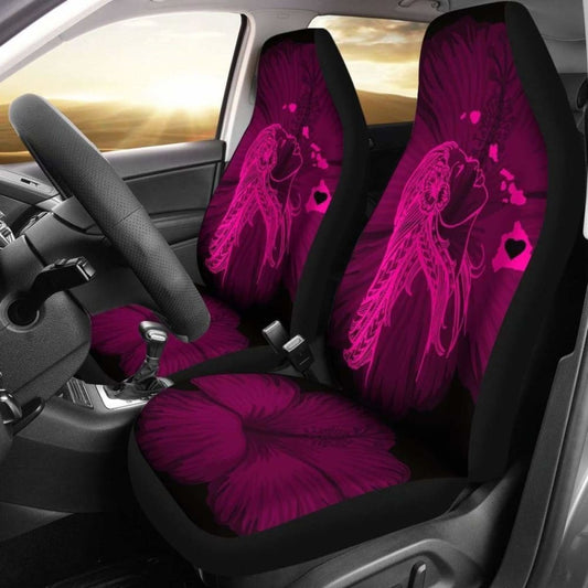 Alohawaii Car Seat Covers - Hawaii Hula Girl Hibiscus Map Pink -