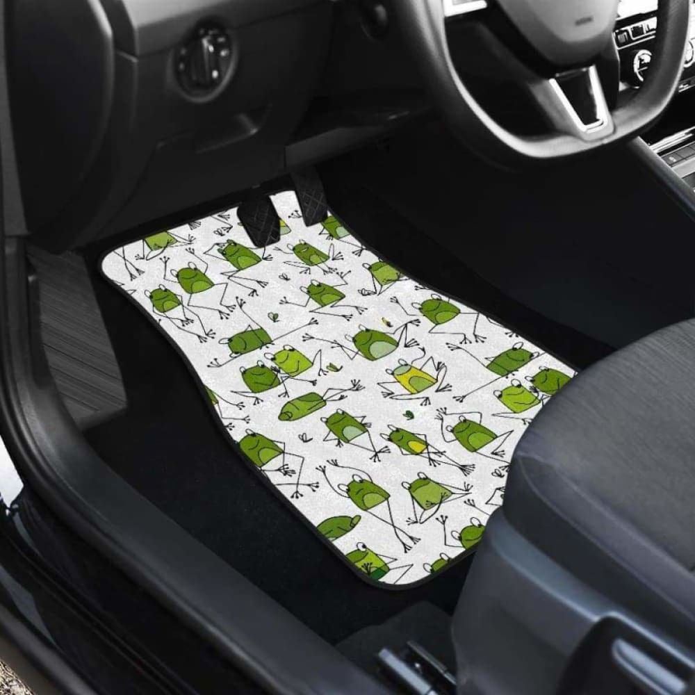 Sketch Funny Frog Pattern Front And Back Car Mats