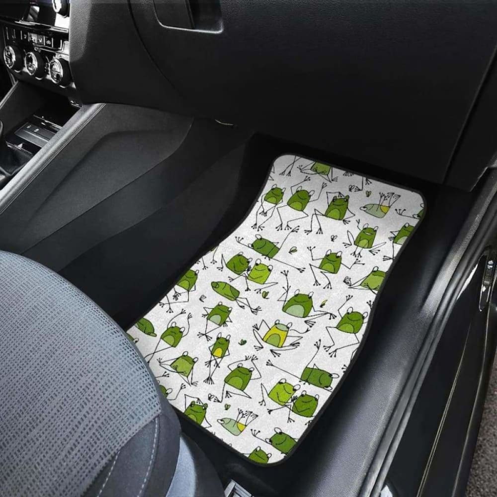 Sketch Funny Frog Pattern Front And Back Car Mats