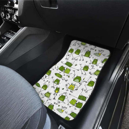 Sketch Funny Frog Pattern Front And Back Car Mats
