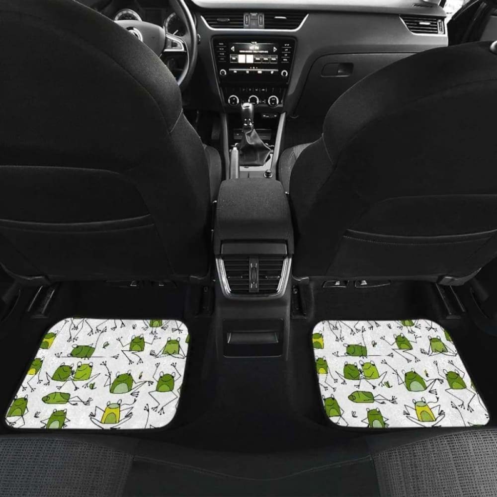 Sketch Funny Frog Pattern Front And Back Car Mats