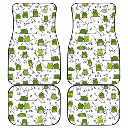 Sketch Funny Frog Pattern Front And Back Car Mats