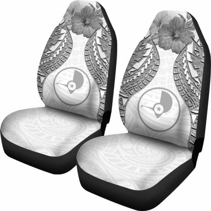 Yap Polynesian Car Seat Covers Pride Seal And Hibiscus White -