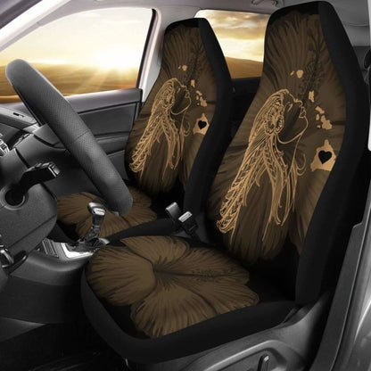 Alohawaii Car Seat Covers - Hawaii Hula Girl Hibiscus Map Gold -