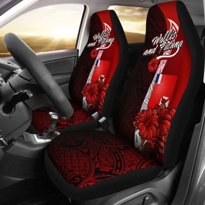Wallis And Futuna Polynesian Car Seat Covers - Coat Of Arm With Hibiscus -