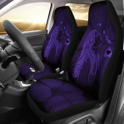 Alohawaii Car Seat Covers - Hawaii Hula Girl Hibiscus Map Purple -